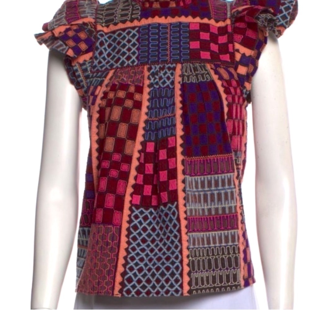 Ulla Johnson Nanna Patchwork Pattern Top Size Xxs… - image 7